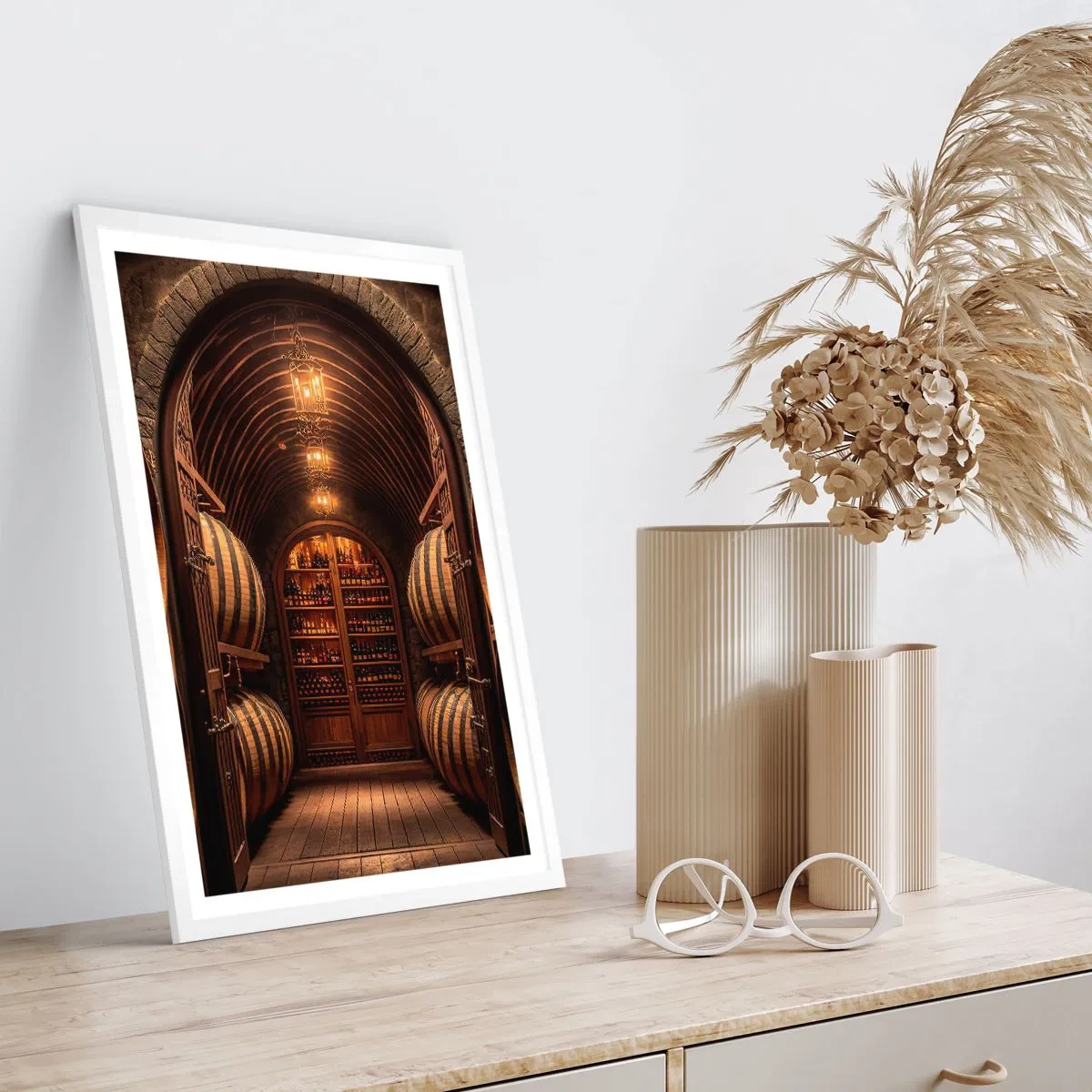 Poster in einem weißen Rahmen - Stimmungsvoller Keller - 30x40 cm