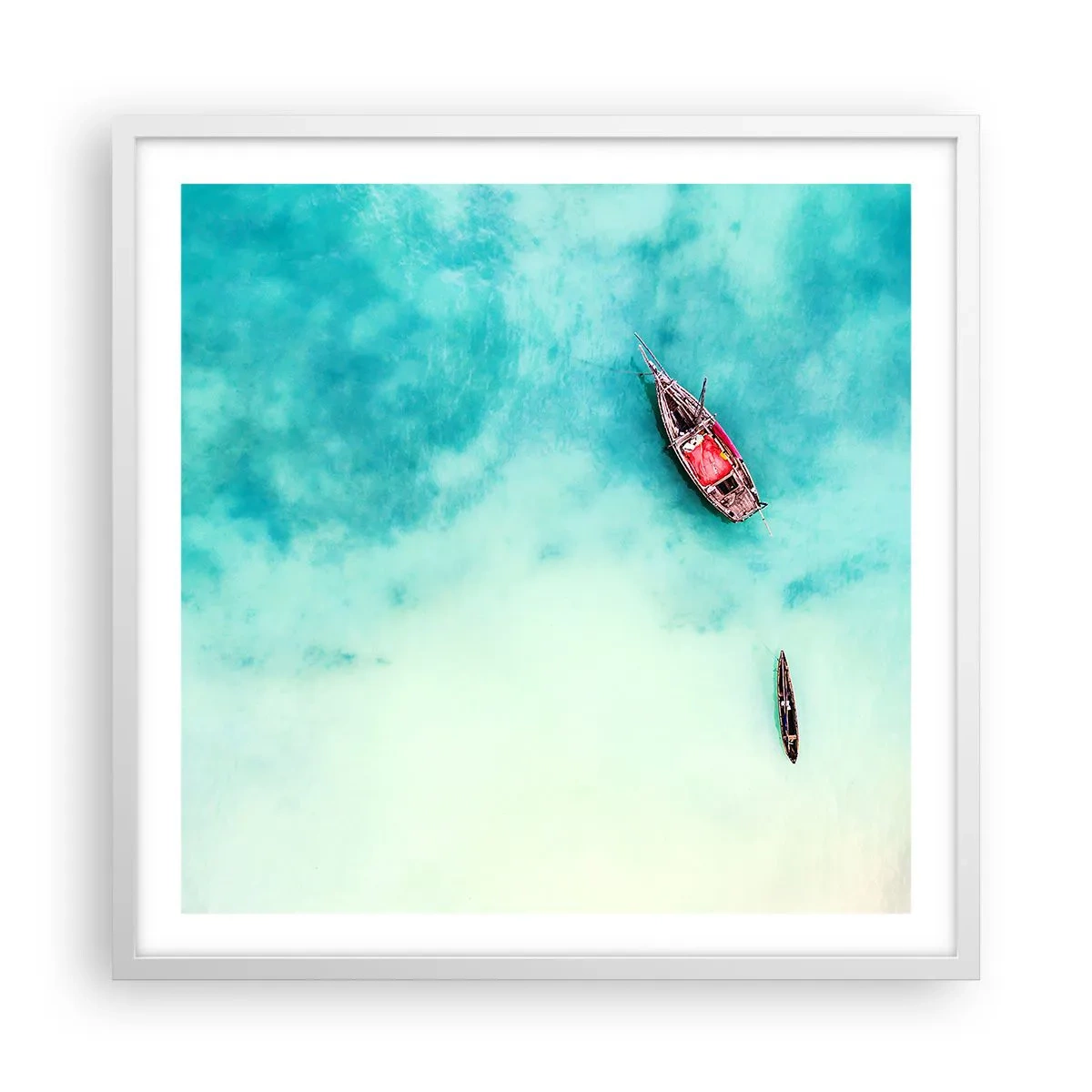 Poster in einem weißen Rahmen - Denn an den Stränden von Sansibar, wenn der Wasserüberschuss ... - 60x60 cm