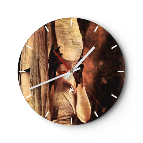 Wanduhr - Glasuhr - Eine in Bandagen gehüllte Figur in künstlerischem Licht - 30x30cm - Zwischen Gut und Böse - Moderne Wanddekoration für Wohnzimmer, Küche und Schlafzimmer ARTTOR