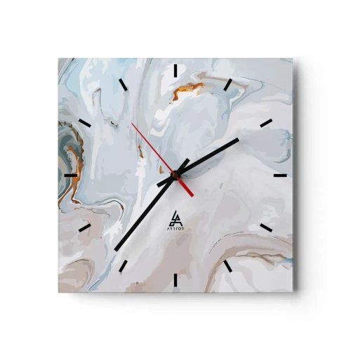 Wanduhr - Glasuhr - Das Weiß wird erhoben - 40x40 cm