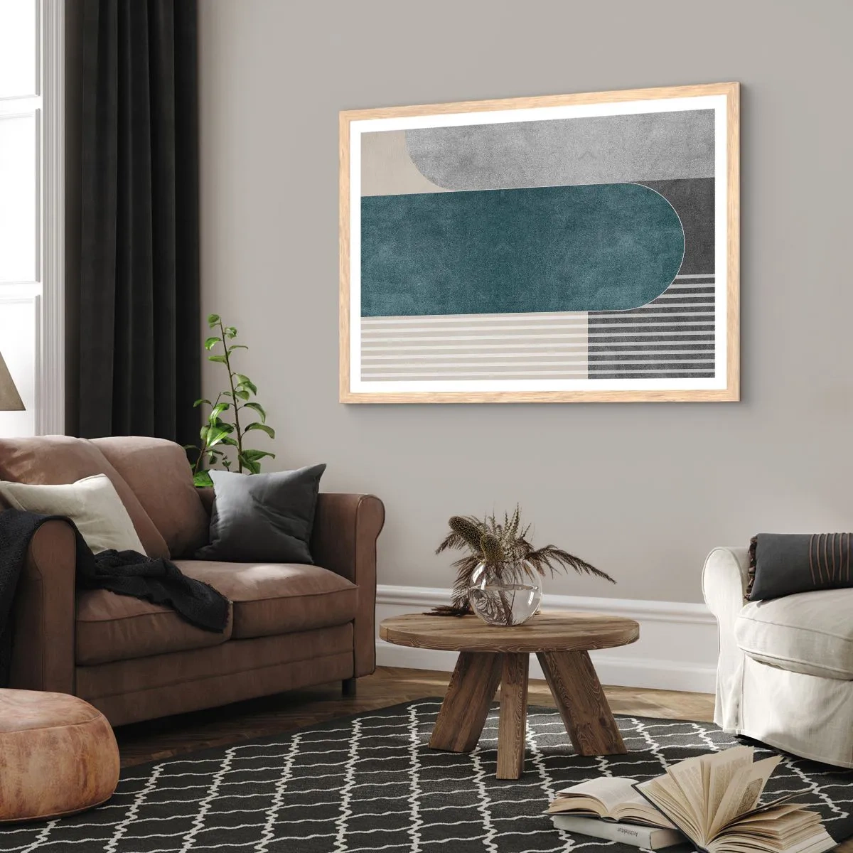 Poster in einem Rahmen aus heller Eiche - Komposition auf der Ebene - 70x50 cm