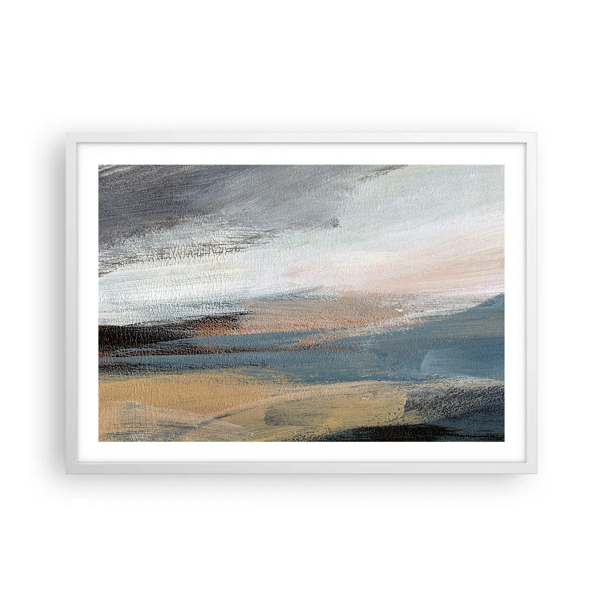 Poster in einem weißen Rahmen - Abstraktion: nördliche Landschaft - 70x50 cm