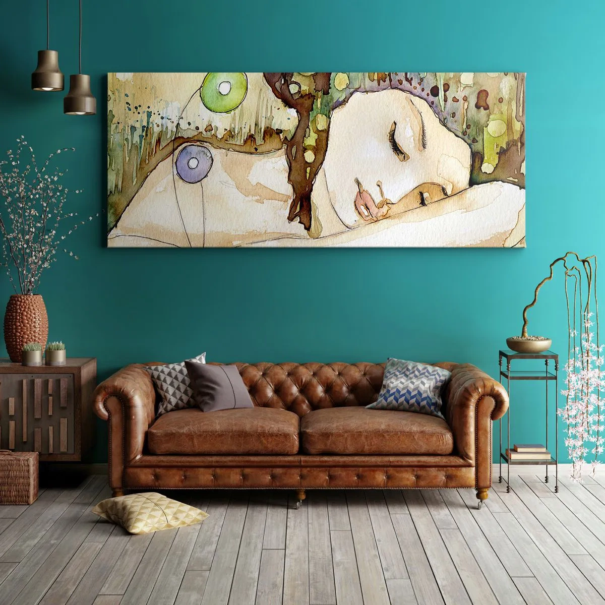 Bild auf Leinwand - Leinwandbild - Ein smaragd-violetter Traum - 100x40 cm