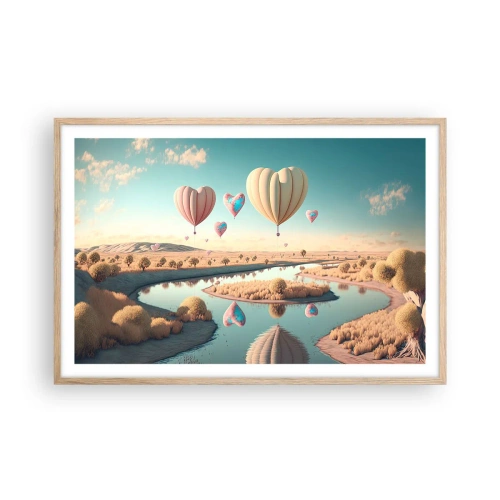 Poster in einem Rahmen aus heller Eiche - Dank Liebe steigt man auf - 91x61 cm