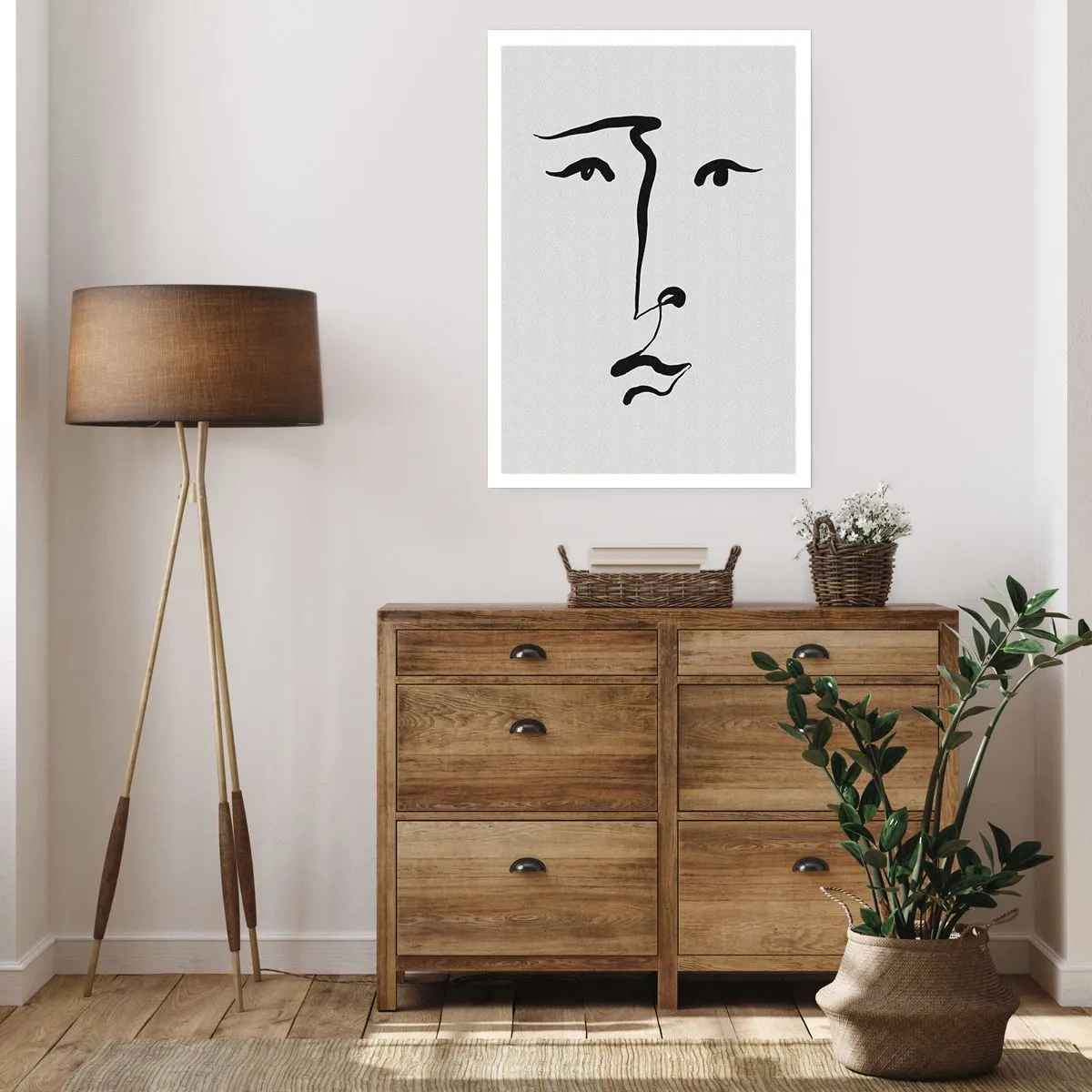 Poster - Minimalistische Gesichtsillustration in einem Pinselstrich - 50x70cm - Porträt mit einer Zeile - Moderne Wanddekoration für Wohnzimmer und Schlafzimmer ARTTOR