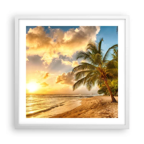 Poster in einem weißen Rahmen - Ewiger Sommer, immer Urlaub - 50x50 cm