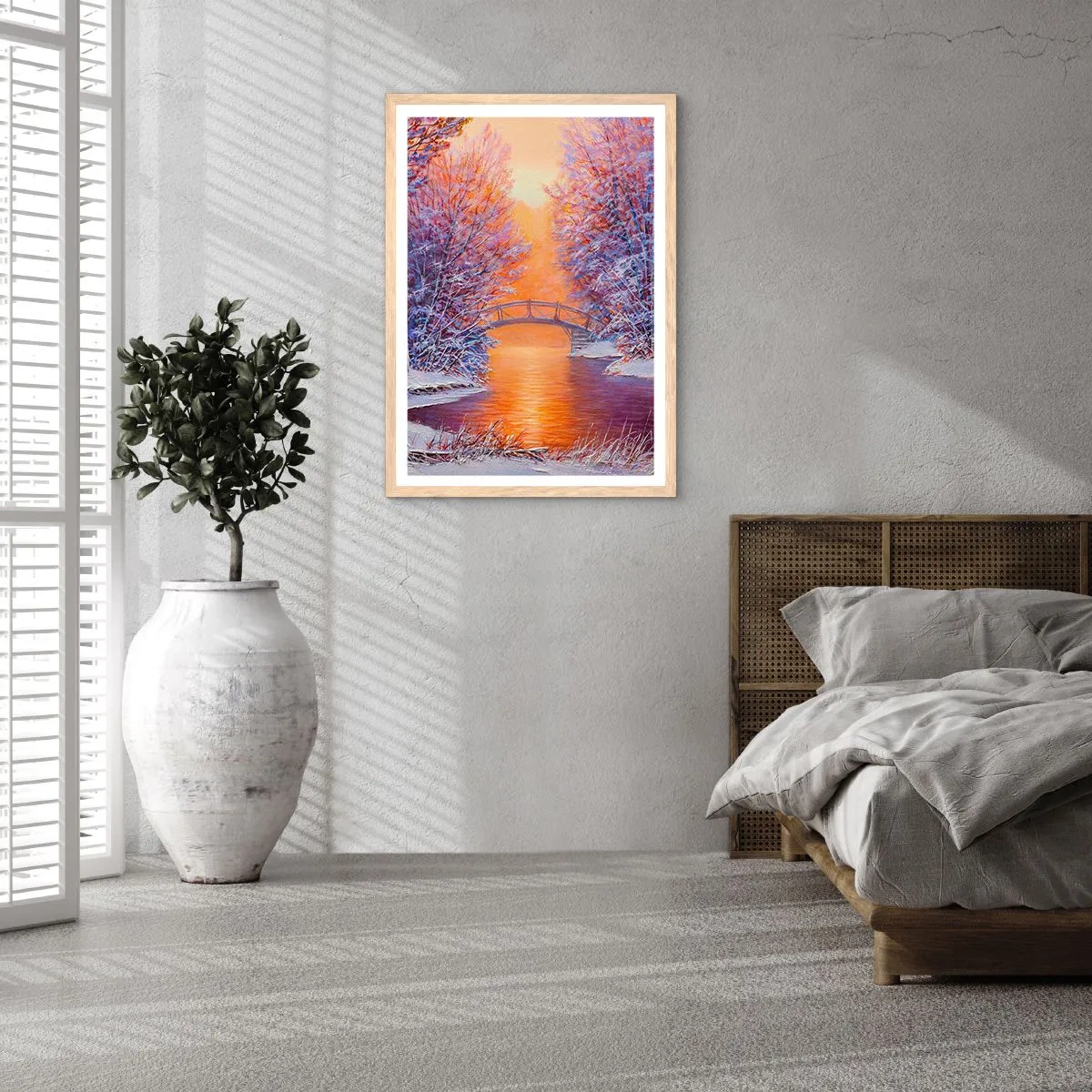 Poster in einem Rahmen aus heller Eiche - Treffen wir uns hier - 50x70 cm