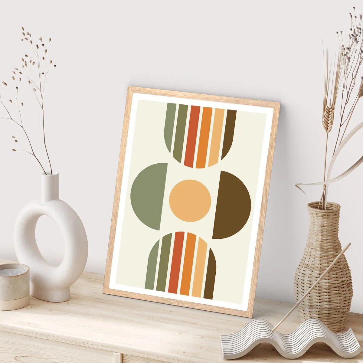 Poster in einem Rahmen aus heller Eiche - In Erdtönen - 50x70 cm