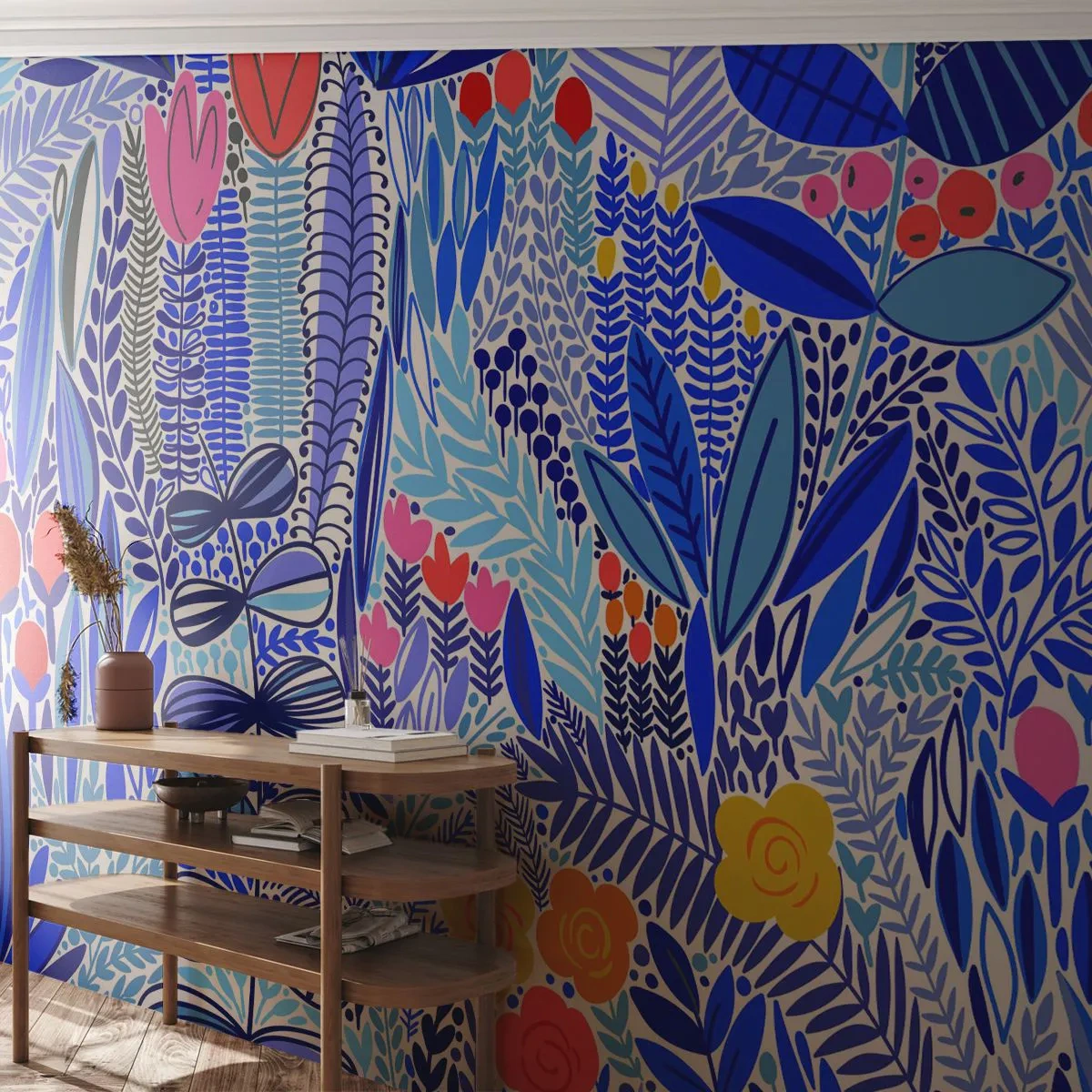 Fototapete Standard Eco - Hawaiianischer Garten - Blumen, Blätter, Wiese - 150x105 cm