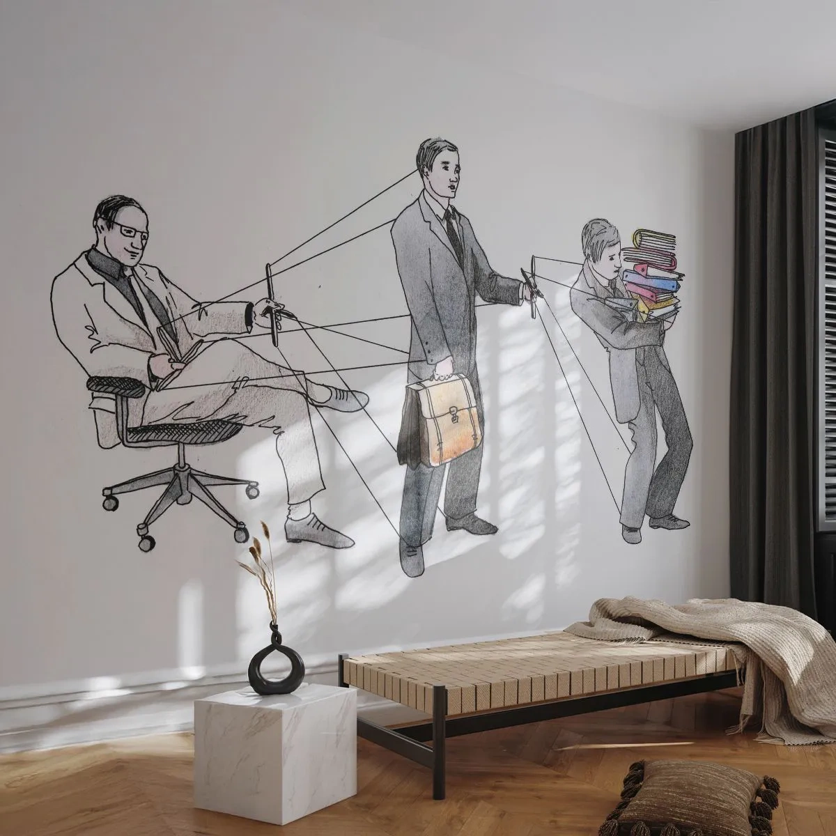 Selbstklebende Fototapete Deluxe Sticker - Jeder hat seinen Meister - Abstraktion, Mann, Arbeiten - 400x280 cm