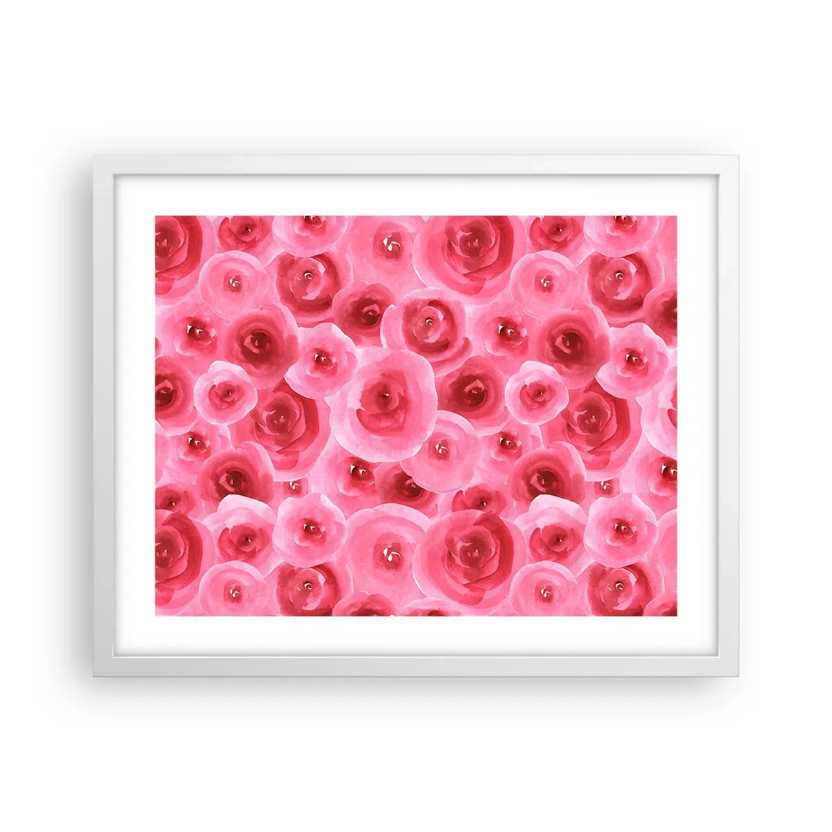 Poster in einem weißen Rahmen - Oben und unten Rosen - 50x40 cm