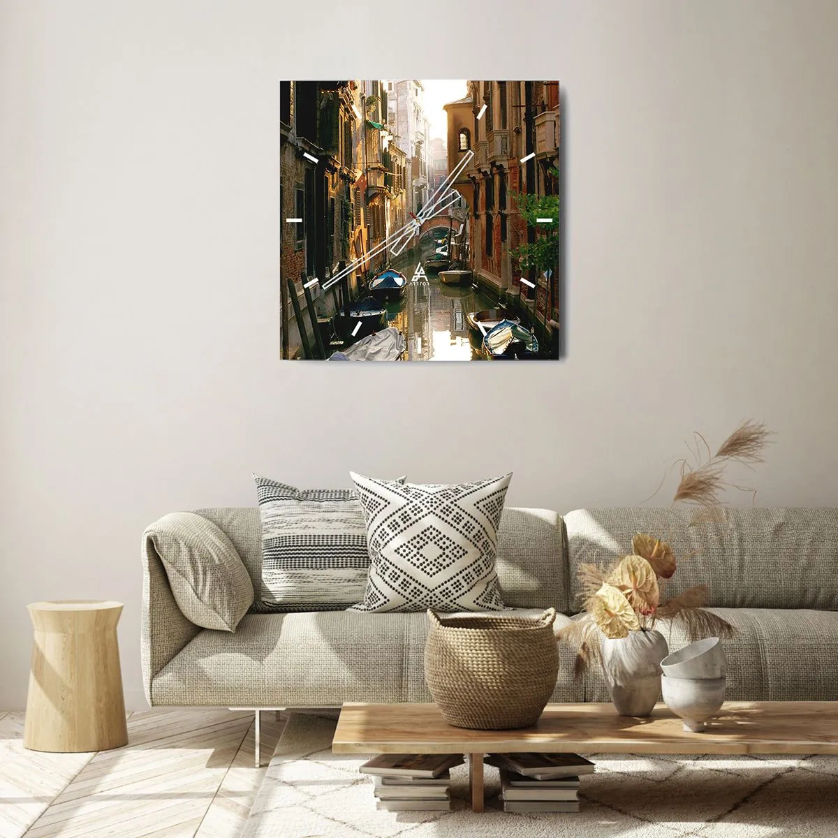 Wanduhr - Glasuhr - In einer venezianischen Gasse - 40x40 cm