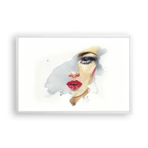 Poster in einem weißen Rahmen - Abspiegeln in einem Wassertropfen - 91x61 cm