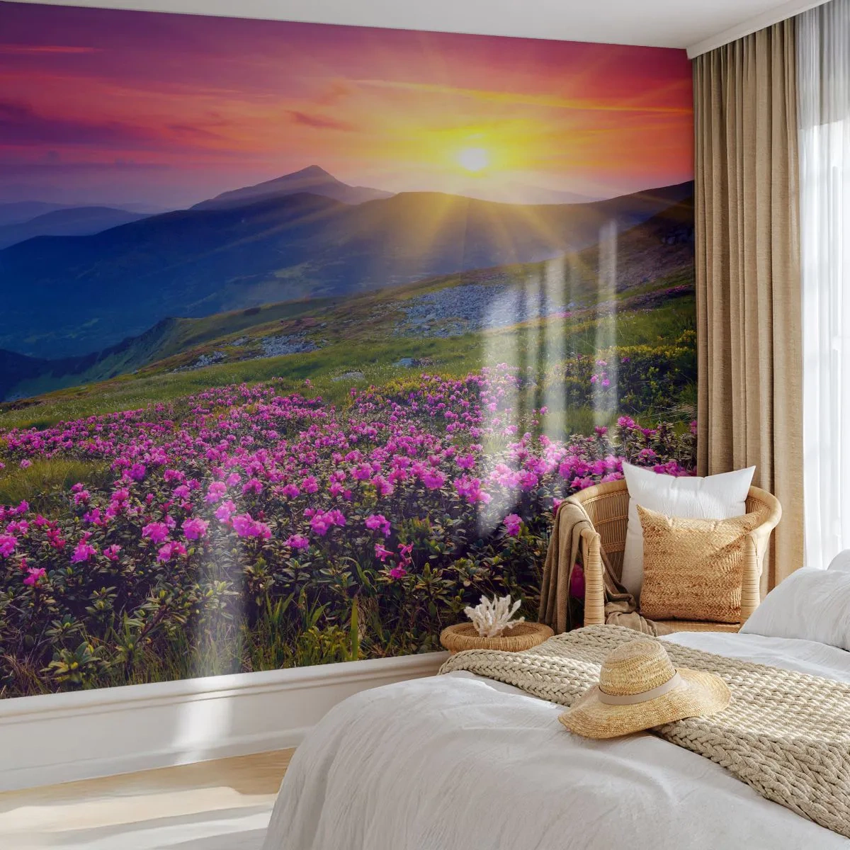 Fototapete Premium Canvas - … Und drumherum duftet es nach Latschenkiefer und dem Duft von Kräutern - Landschaft, Berge, Sonnenuntergang - 250x175 cm