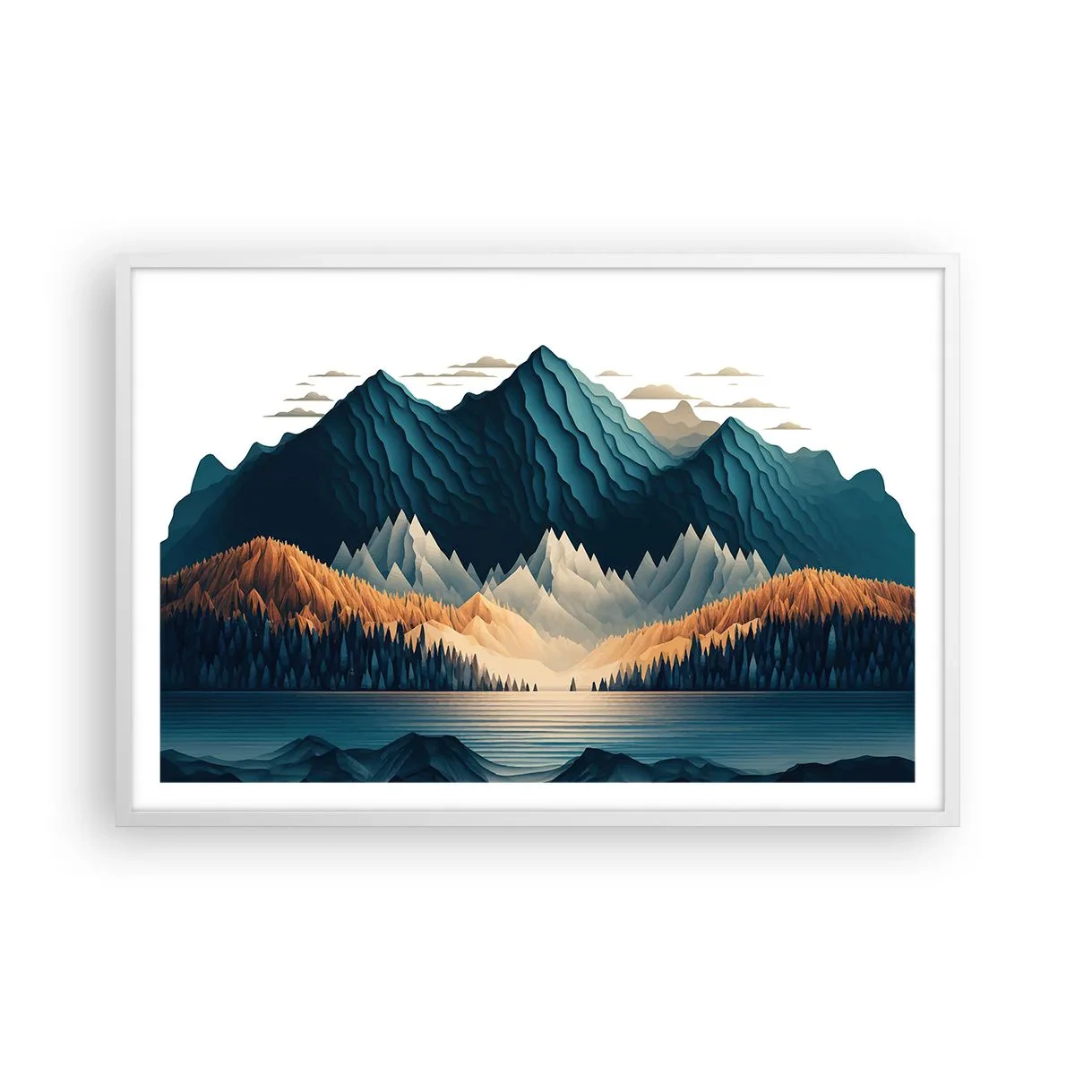 Poster in einem weißen Rahmen - Perfekte Berglandschaft - 91x61 cm