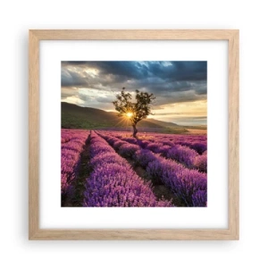 Poster in einem Rahmen aus heller Eiche - Fliederfarbenes Aroma - 30x30 cm