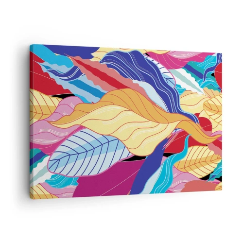 Bild auf Leinwand - Leinwandbild - Kräftig gefärbte Blätter schaffen eine dynamische Komposition - 70x50cm - Buntes Durcheinander - Moderne Wanddekoration für Wohnzimmer und Schlafzimmer ARTTOR