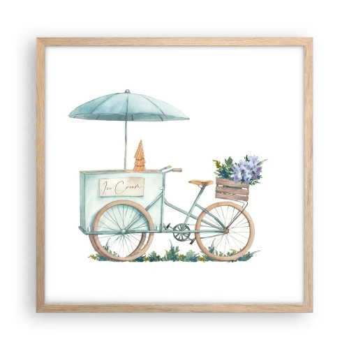 Poster in einem Rahmen aus heller Eiche - Süße Erinnerung an den Sommer - 50x50 cm