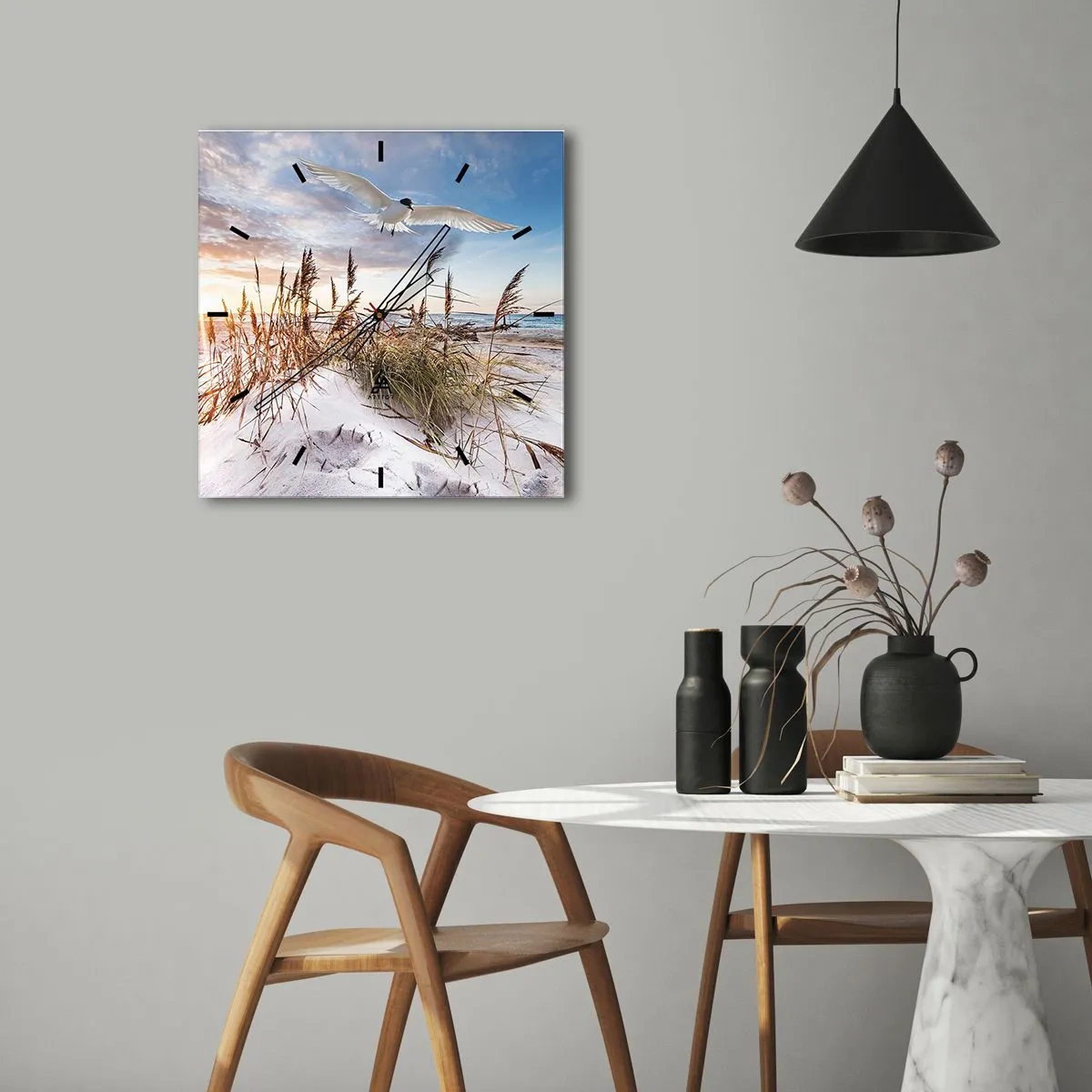 Wanduhr - Glasuhr - Wind vom Meer - 30x30 cm