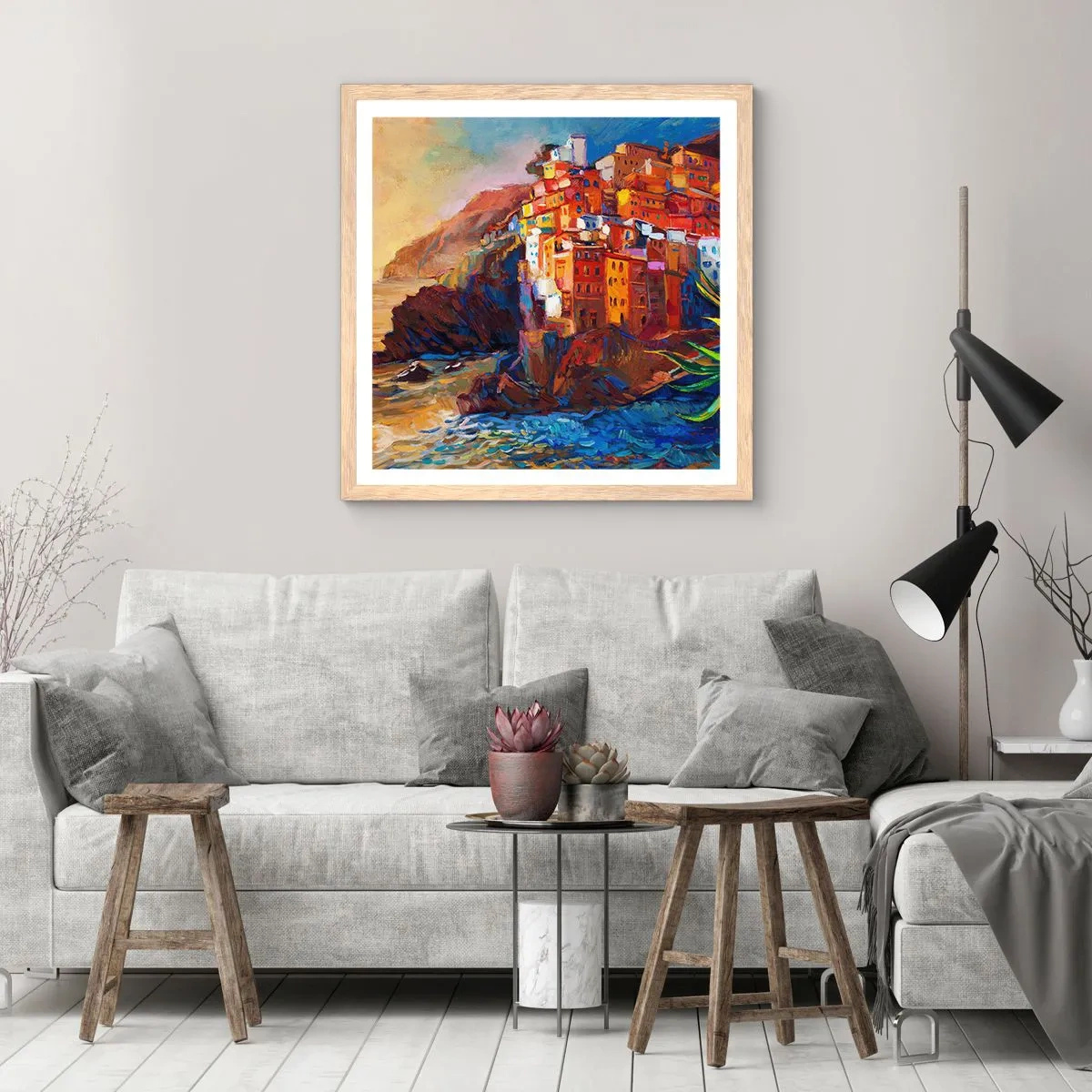 Poster in einem Rahmen aus heller Eiche - Italienische Atmosphäre - 40x40 cm