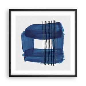 Poster in einem schwarzem Rahmen - Blaue und schwarze Komposition - 50x50 cm