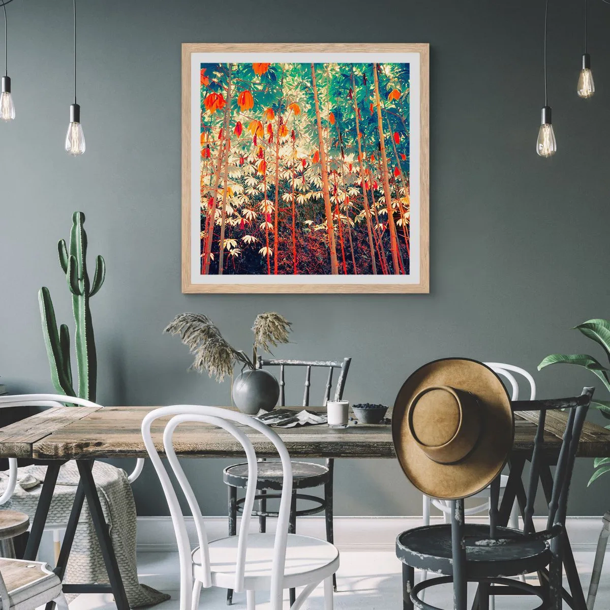 Poster in einem Rahmen aus heller Eiche - Das geheime Leben der Blätter - 60x60 cm