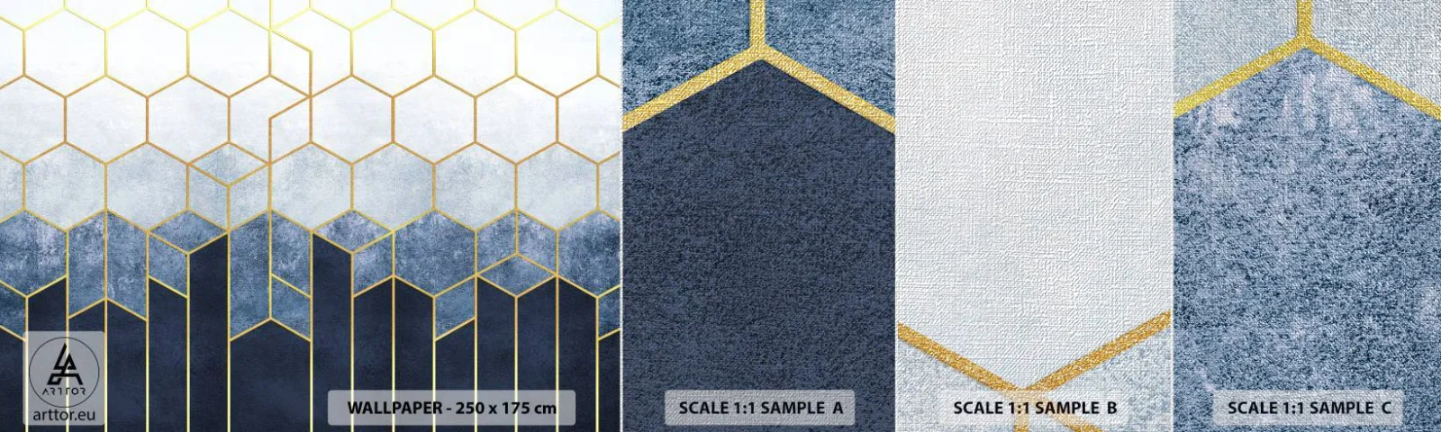 Fototapeten Muster Premium Canvas - Komposition im synkopischen Rhythmus - Abstraktion, Stück, Hexagon - 100x30 cm