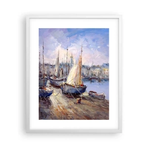 Poster in einem weißen Rahmen - Stadt an der Bucht - 40x50 cm