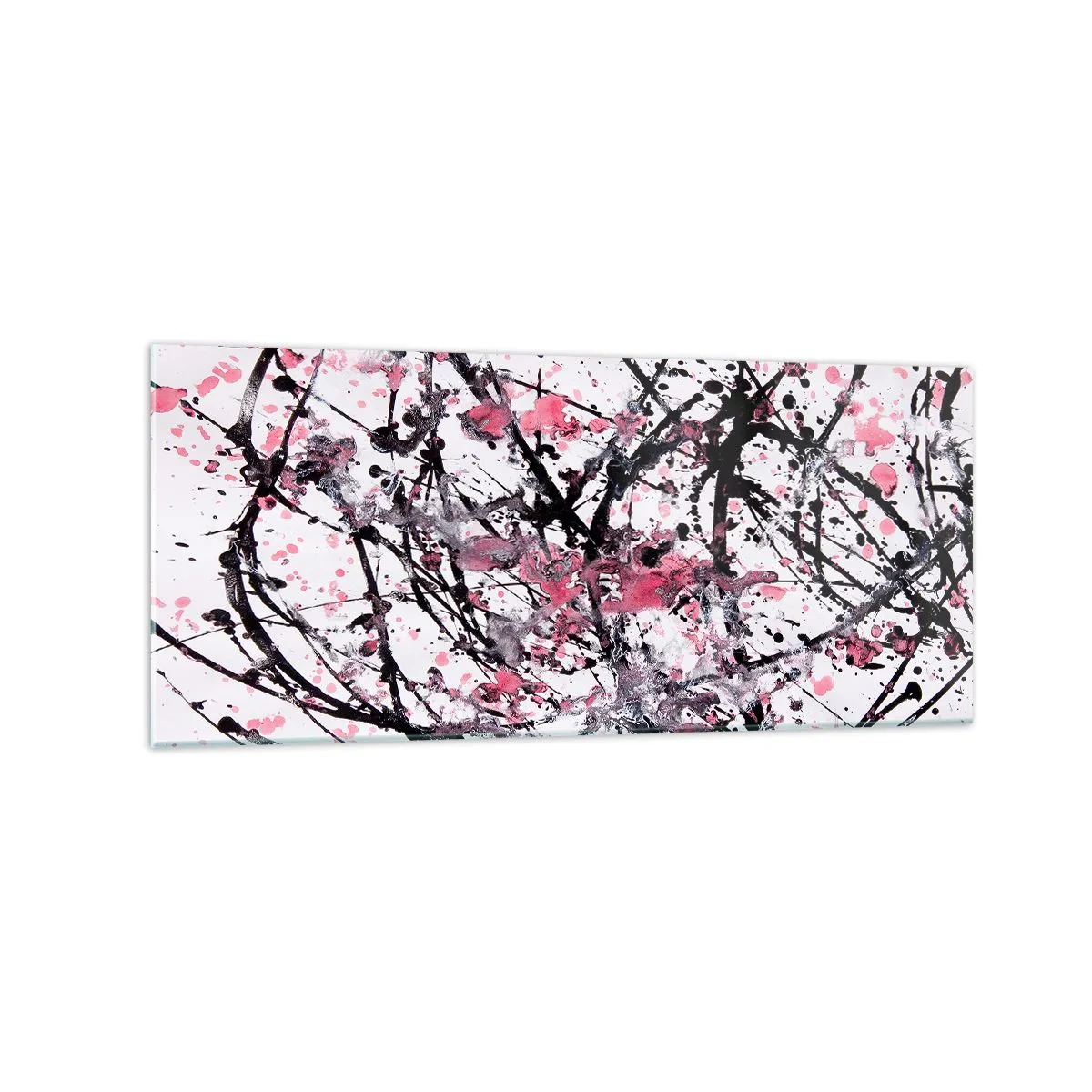 Glasbild - Bild auf glas - Abstraktes Muster in Rosa-, Schwarz- und Weißtönen - 120x50cm - Die Flüchtigkeit des Lebens - Moderne Wanddekoration für Wohnzimmer und Schlafzimmer ARTTOR