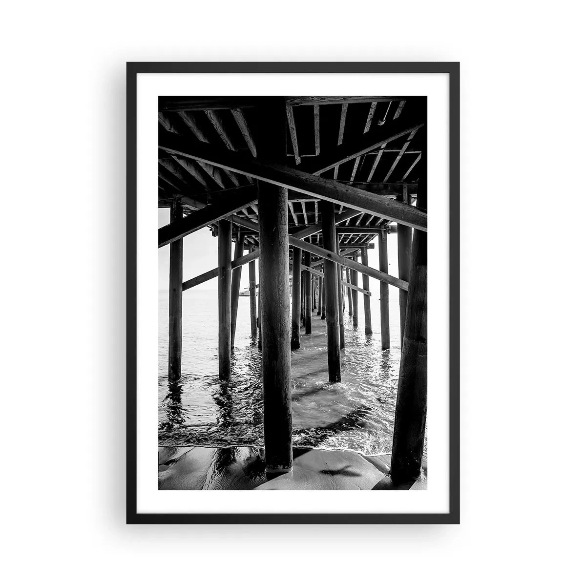 Poster in einem schwarzem Rahmen - Strandversteck - 50x70cm - Strandversteck - Moderne Wanddekoration für Wohnzimmer und Schlafzimmer ARTTOR