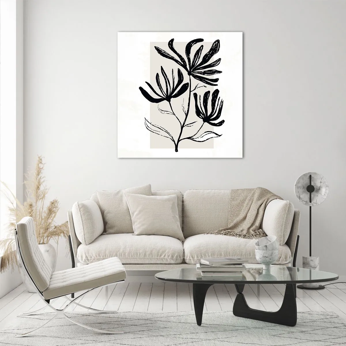 Glasbild - Bild auf glas - Skizze für das Herbarium - 70x70 cm