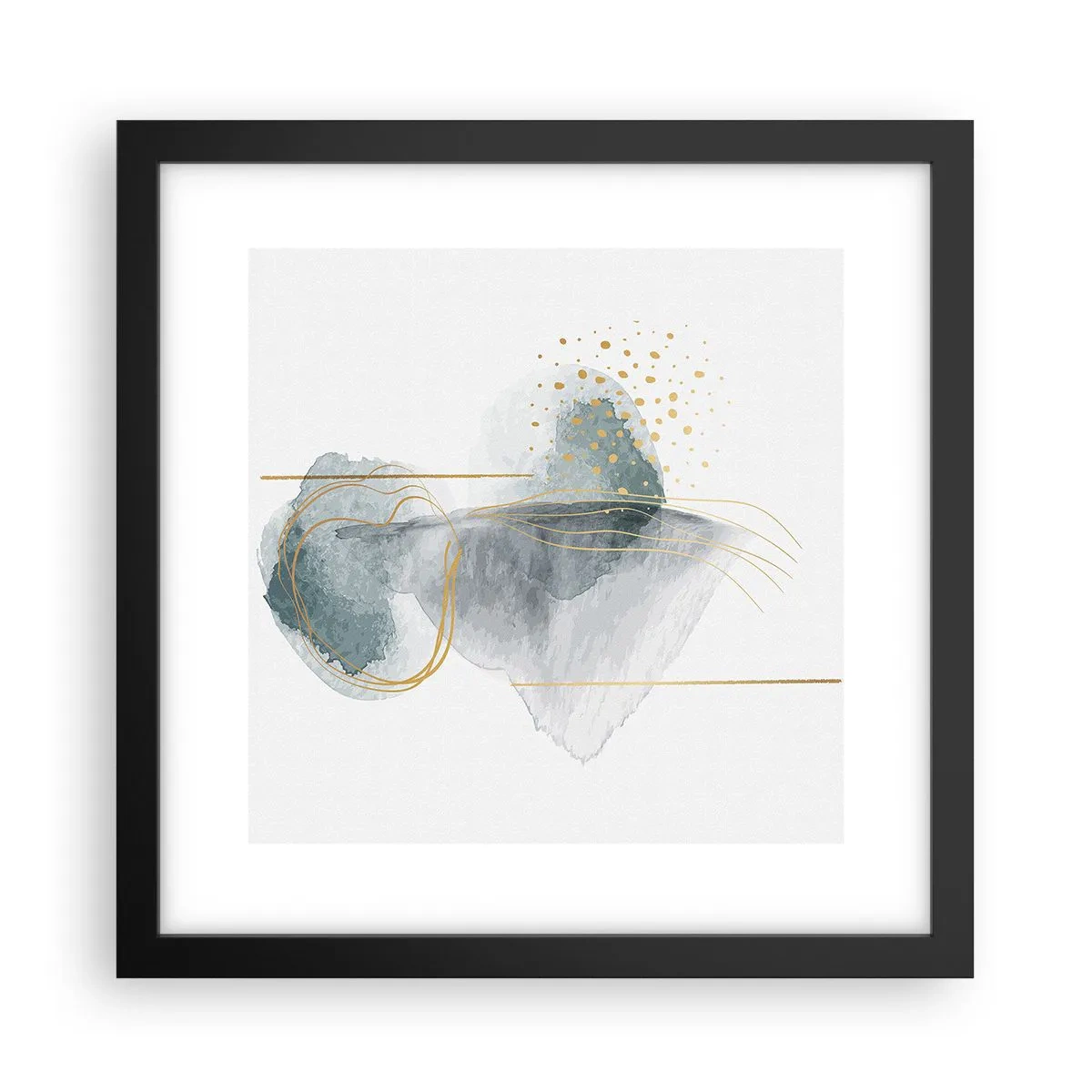 Poster in einem schwarzem Rahmen - Über das Verhältnis von Grau und Gold - 30x30 cm