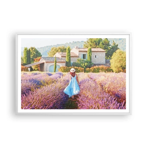 Poster in einem weißen Rahmen - Lavendel Mädchen - 100x70 cm
