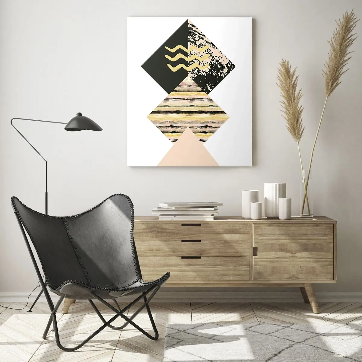 Glasbild - Bild auf glas - Geometrische Formen mit abstrakten Mustern - 70x100cm - Es ist nicht so einfach - Moderne Wanddekoration für Wohnzimmer und Schlafzimmer ARTTOR