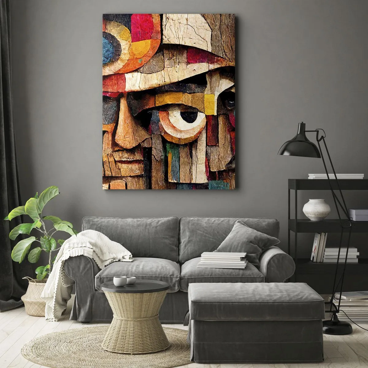 Bild auf Leinwand - Leinwandbild - Abstrakte Gesichter in intensiven Farben - 50x70cm - Ich sehe dich… - Moderne Wanddekoration für Wohnzimmer und Schlafzimmer ARTTOR