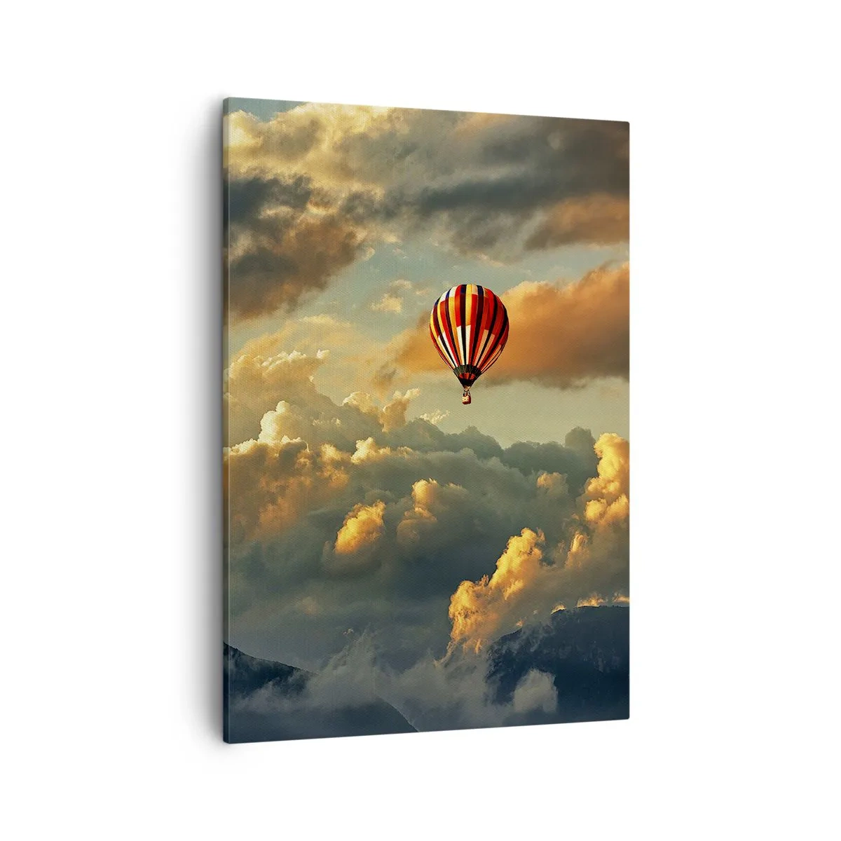 Bild auf Leinwand - Leinwandbild - Ein Ballon vor dem Hintergrund dramatischer Wolken - 50x70cm - Ich fliege, weil ich es will - Moderne Wanddekoration für Wohnzimmer und Schlafzimmer ARTTOR