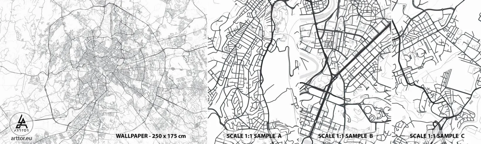 Fototapetenmuster Standard Eco - Römischer Kreis - Stadt, Stadtkarte, Rom - 100x30 cm