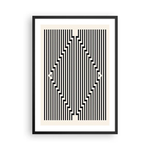 Poster in einem schwarzem Rahmen - Schwarze und weiße Linien erzeugen eine optische Täuschung - 50x70cm - Geometrische Illusion - Moderne Wanddekoration für Wohnzimmer und Schlafzimmer ARTTOR
