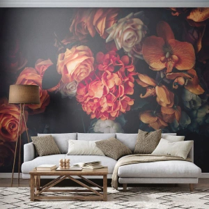 Selbstklebende Fototapete Deluxe Sticker - Wie bei den holländischen Meistern - Blumenstrauß, Blumen, Rosen - 300x210 cm