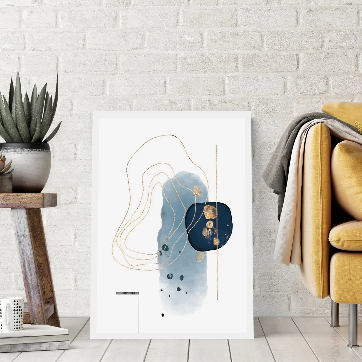 Poster - Blau-goldene Fantasie - 61x91 cm