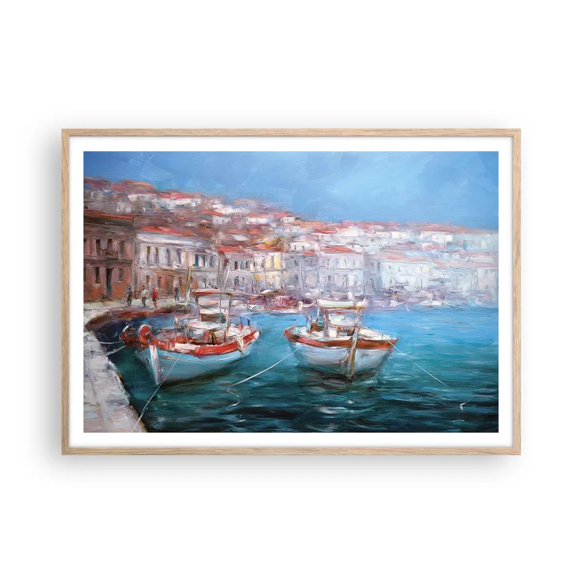 Poster in einem Rahmen aus heller Eiche - Italienische Bucht - 100x70 cm