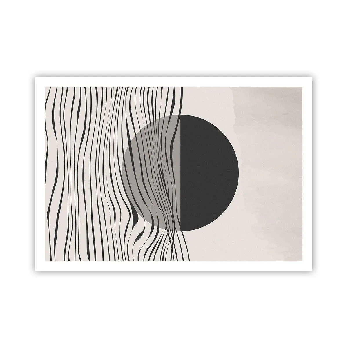 Poster - Abstrakte Linien und geometrische Formen in gedeckten Farben - 100x70cm - Halbe Komposition - Moderne Wanddekoration für Wohnzimmer und Schlafzimmer ARTTOR