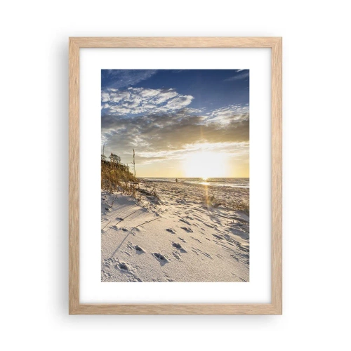 Poster in einem Rahmen aus heller Eiche - Einladung zu einem Spaziergang - 30x40 cm