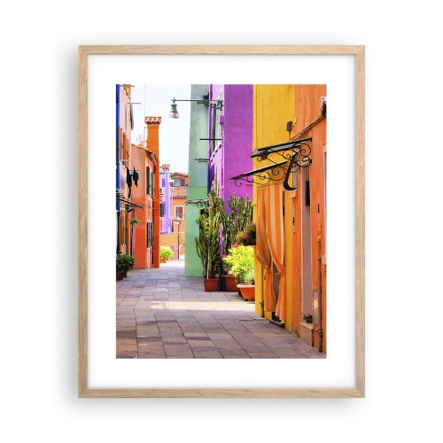 Poster in einem Rahmen aus heller Eiche - Regenbogengasse - 40x50 cm