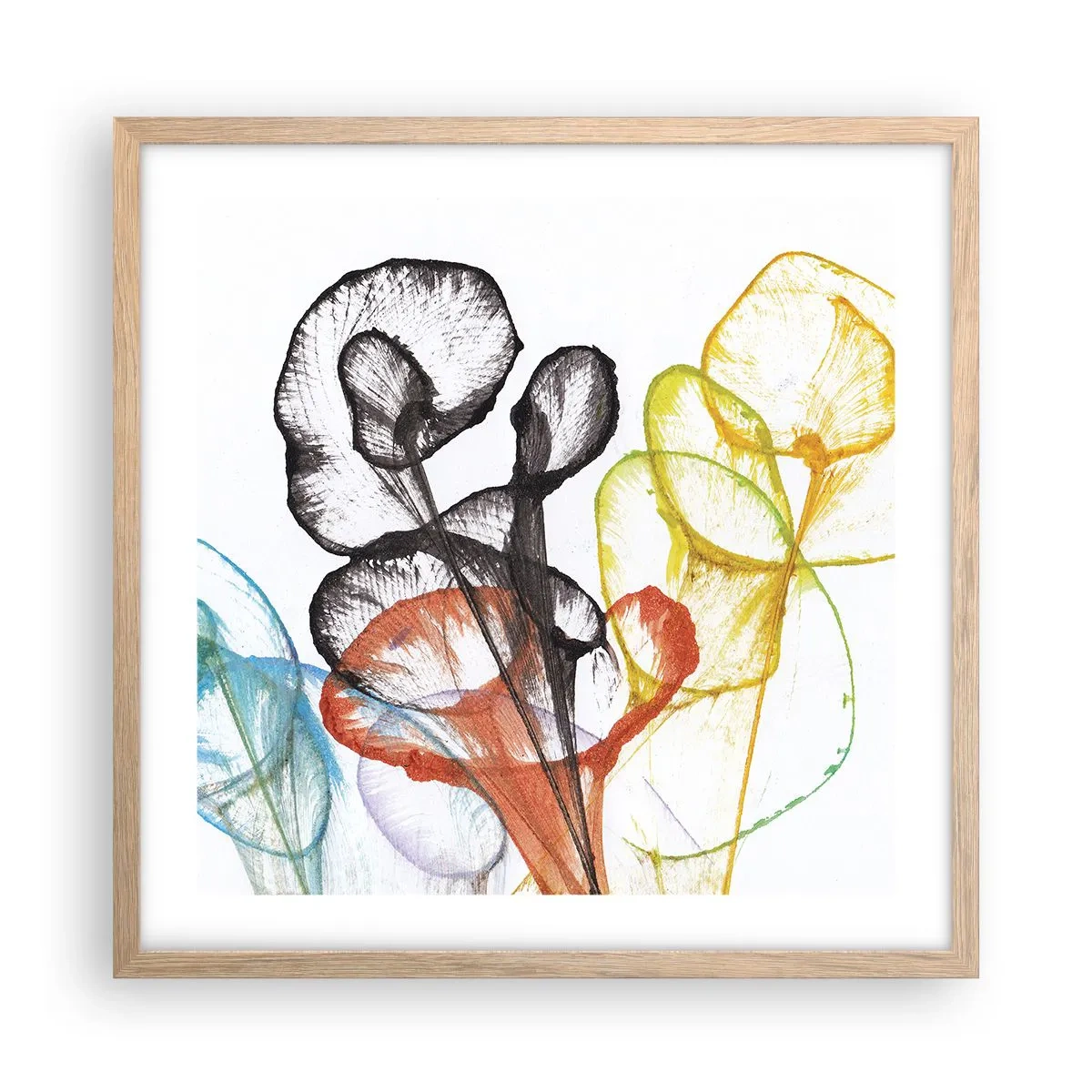 Poster in einem Rahmen aus heller Eiche - Blumen mit Seele - 50x50 cm