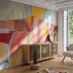 Fototapete Premium Canvas - Eine abstrakte Komposition in lebendigen geometrischen Farben. - 100x70cm - Das Karussell, das Traumkarussell - Moderne Wanddekoration für Wohnzimmer und Schlafzimmer ARTTOR