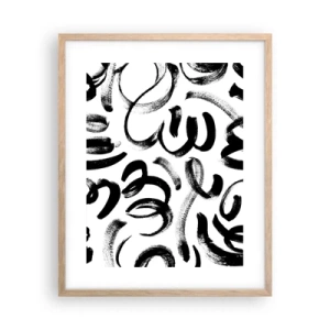 Poster in einem Rahmen aus heller Eiche - Schwarz auf Weiß - 40x50 cm