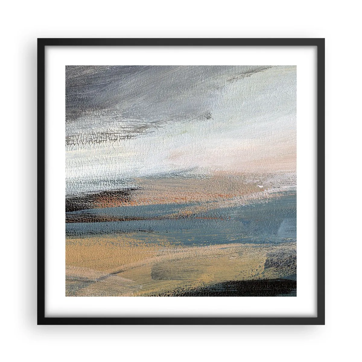 Poster in einem schwarzem Rahmen - Abstraktion: nördliche Landschaft - 50x50 cm