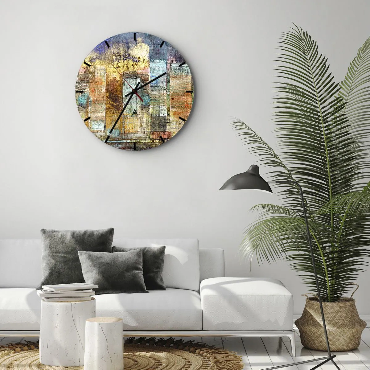 Wanduhr - Glasuhr - Sonnige Metropole - 40x40 cm