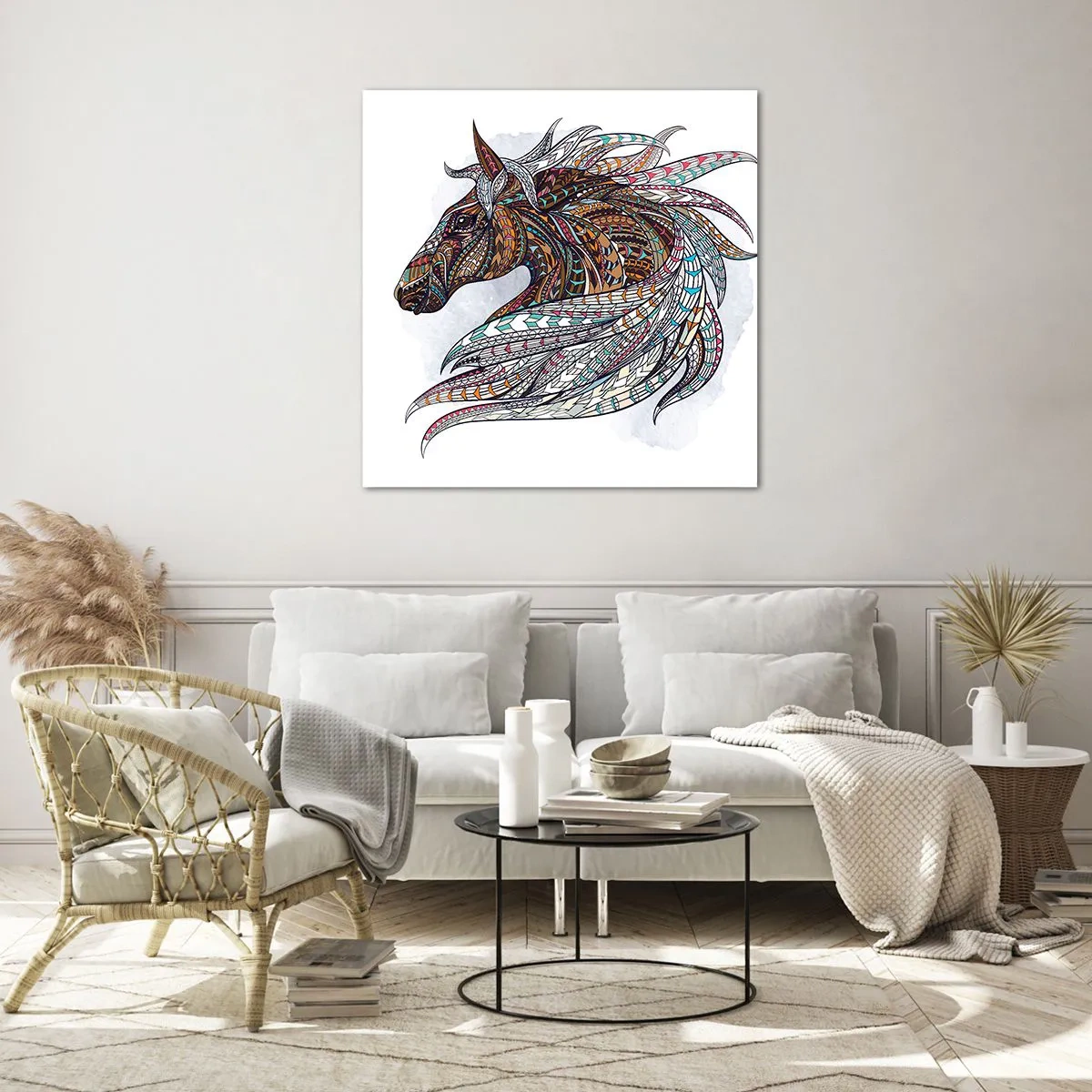 Glasbild - Bild auf glas - Keltisches Kriegsross - 70x70 cm